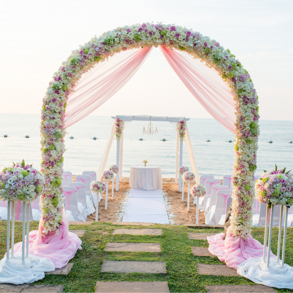 Beautiful event venue with elegant table setups.